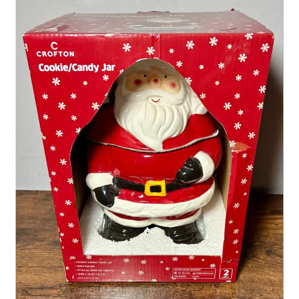 New Crofton Santa Christmas Ceramic Cookie/Candy Jar
